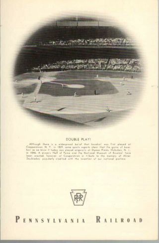 Pennsylvania Railroad Menu Baseball Cover 1952