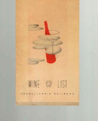 Pennsylvania Railroad Wine List Menu 1940