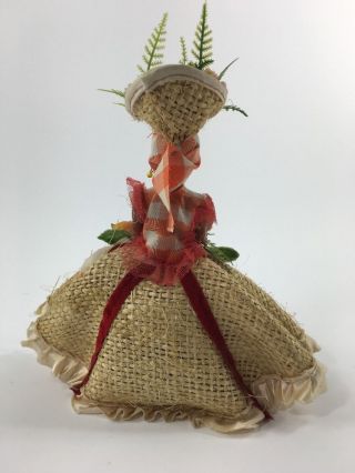 Vintage Souvenir Doll Woven Straw Skirt Fruit 3