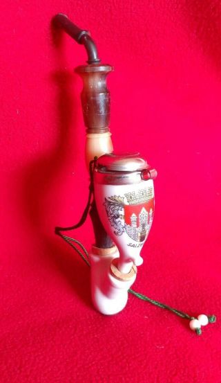 Antique Vintage German Porcelain Smoking Tobacco Pipe Funky