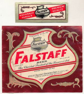 Falstaff Beer Label Irtp St Louis & Omaha,  Orleans W/neck