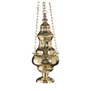 Two Dome Hanging Censer Brass/nickel Plated - Censer 5 " X 11 - 1/4 " H,  34 " L Chain