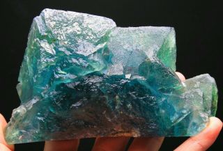 961g Rare Ladder - like Blue - Green Fluorite Crystal Mineral Specimen/C​hina 524 2