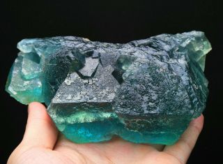961g Rare Ladder - like Blue - Green Fluorite Crystal Mineral Specimen/C​hina 524 3