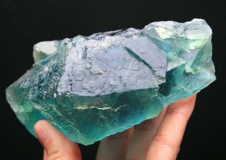 961g Rare Ladder - like Blue - Green Fluorite Crystal Mineral Specimen/C​hina 524 5