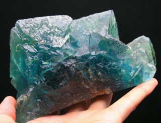 961g Rare Ladder - like Blue - Green Fluorite Crystal Mineral Specimen/C​hina 524 6