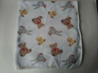 Vintage Carters Baby Blanket Fleece Bear Bunny Puppy Dog Lovey Classic 36 " X 32 "