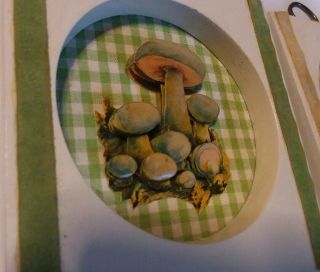 2 Vintage Retro mushroom Paper Collage wall hanging picture wooden Frame 4 