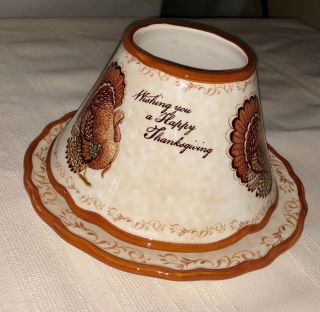 2011 Yankee Candle Wishing You Happy Thanksgiving Turkey Shade & Plate Retired