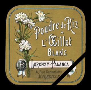 Antique French Soap Perfume Label: Circa 1900 Poudre Oeillet Lorenzy Palanca