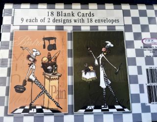 Cute T.  A.  R.  Design Blank Notecards W/envelopes Nib Chef With Pie And Wine Fun