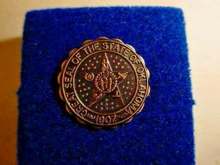 Vintage Great Seal Of The State Of Oaklahoma Lapel/hat Pin S180