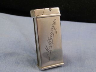 Art Deco Lift Arm Nickel Bristol Petrol Pocket Lighter Vintage Smoking Moncayo