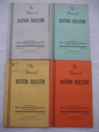 Vintage The National Button Society Bulletin - 1960 Jan,  Mar,  May,  Nov