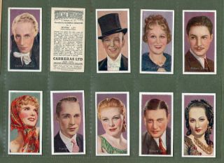 Cigarette Cards Set Film Stars 1936 Ginger Rogers,  Shirley Temple,  Fred Astair