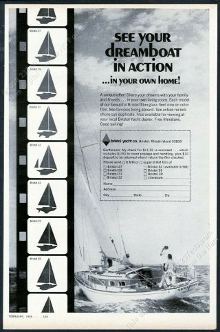 1968 Bristol Yacht 39 Sailing Photo Vintage Print Ad