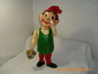 Vintage 22 " Union Blow Mold Hard Plastic Jointed Christmas Jolly Elf Rare
