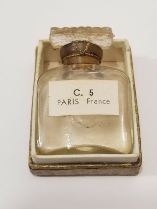 Vintage Authentic Chanel No.  5 Parfum Empty Glass Bottle 1.  5” Tall Paris