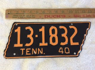1940 Tennessee State Shape License Plate 13 - 1832 Gibson County Repainted