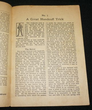 Magic/Handcuff/Escape Artist Lock Picking vintage book Johnson Smith & Co 1930s 2