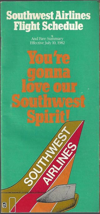 Southwest Airlines System Timetable 7/10/82 [9071]