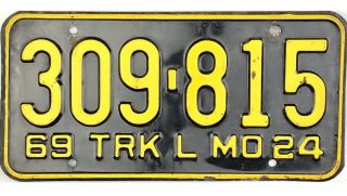 99 Cent 1969 Missouri Truck License Plate 309 - 815