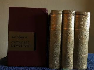 1959 Vintage Three Volume Gold Library Of Catholic Devotion Prayer Books