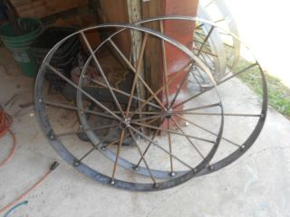 2) 30 " Steel Ornamental Iron Garden Wagon Wheel Western Rustic Art