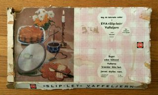 Vintage Eva Norway Stove Top Waffle Iron Pizelle Maker Heart Handle Box 8