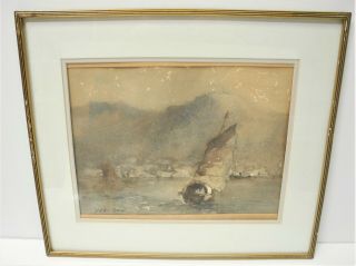 Signed Chinese Artist Bon Yee Framed Seascape Watercolor 2