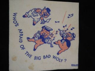Vintage Disney The Three Little Pigs Paper Napkin