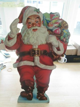 Vintage Standup 24 " High Christmas Santa Clause With Toys Cardboard - - Usa Lito