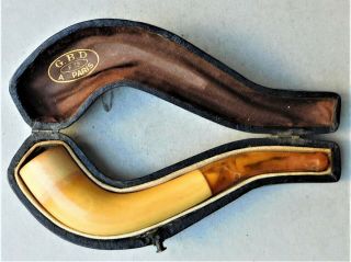 C1910 Meerschaum Pipe & Real Amber Stem Vintage Antique