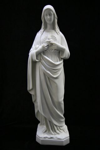 25 " Immaculate Heart Of Mary Blessed Mother White Statue Sculpture Made In Italy