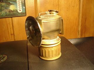 Vintage Streamlined Justrite Brass Miner’s Carbide Lamp
