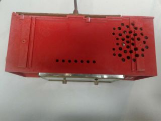 Vintage Mid Century Emerson Red Alarm Clock AM Tube Radio 1950s 4