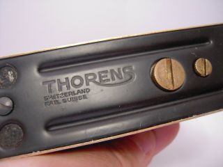 Vintage Thorens brass petrol table lighter,  SEMI - AUTOMATIC LIGHTER - SWISS 6