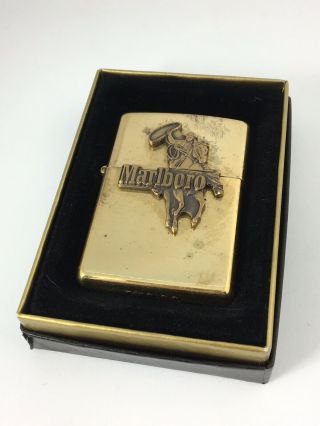1997 Zippo Marlboro Cowboy - Horse - Brass Case And Insert - Rare