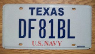 Single Texas License Plate - Df81bl - U.  S.  Navy Veteran