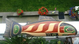 Northwest Coast Native Art Baker Salmon Carving Plaque