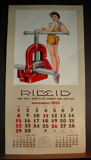 Petty Large Calendar Page November 1953 Pipe Vises Hand Tool Elyria,  Ohio