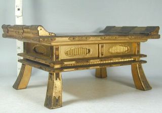 Buddhist Temple 298 Japanese Antique Lacquered Wood Gold Altar Table Stand Japan