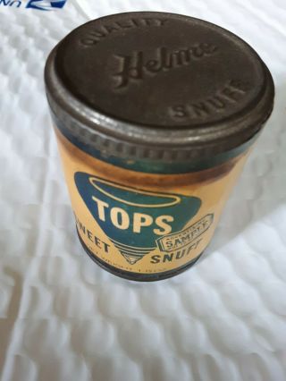 Vintage 1.  15 Oz.  Tops Sweet Snuff Sample Tin Container