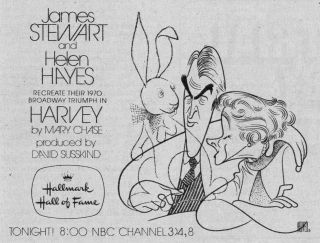 Hallmark Hall Of Fame Tv Ad Al Hirschfeld Harvey Jimmy Stewart & Helen Hayes