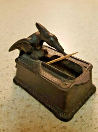 Tooth Pick Dispenser - Antique - Antique Cast Iron Woodpecker - 1940 