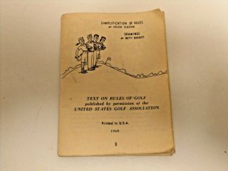 1954 Miniature Book Simplification Of Rules - Helen Slocum - Text On Rules Of Golf