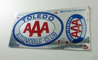 Aaa Automobile Club Toledo Oh Vintage Sticker Theft Seat Belts Reward Bumper