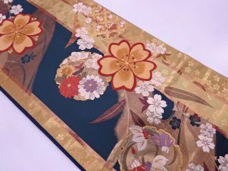 4119622: Japanese Kimono / Vintage Fukuro Obi For Furisode / Woven Sakura