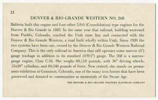 Denver & Rio Grande Western Railroad No.  268 2 - 8 - 0 Steam Locomotive 2