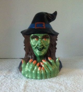 Vintage Ceramic Mold Halloween Witch Lighted Blinking Scary Spooky
